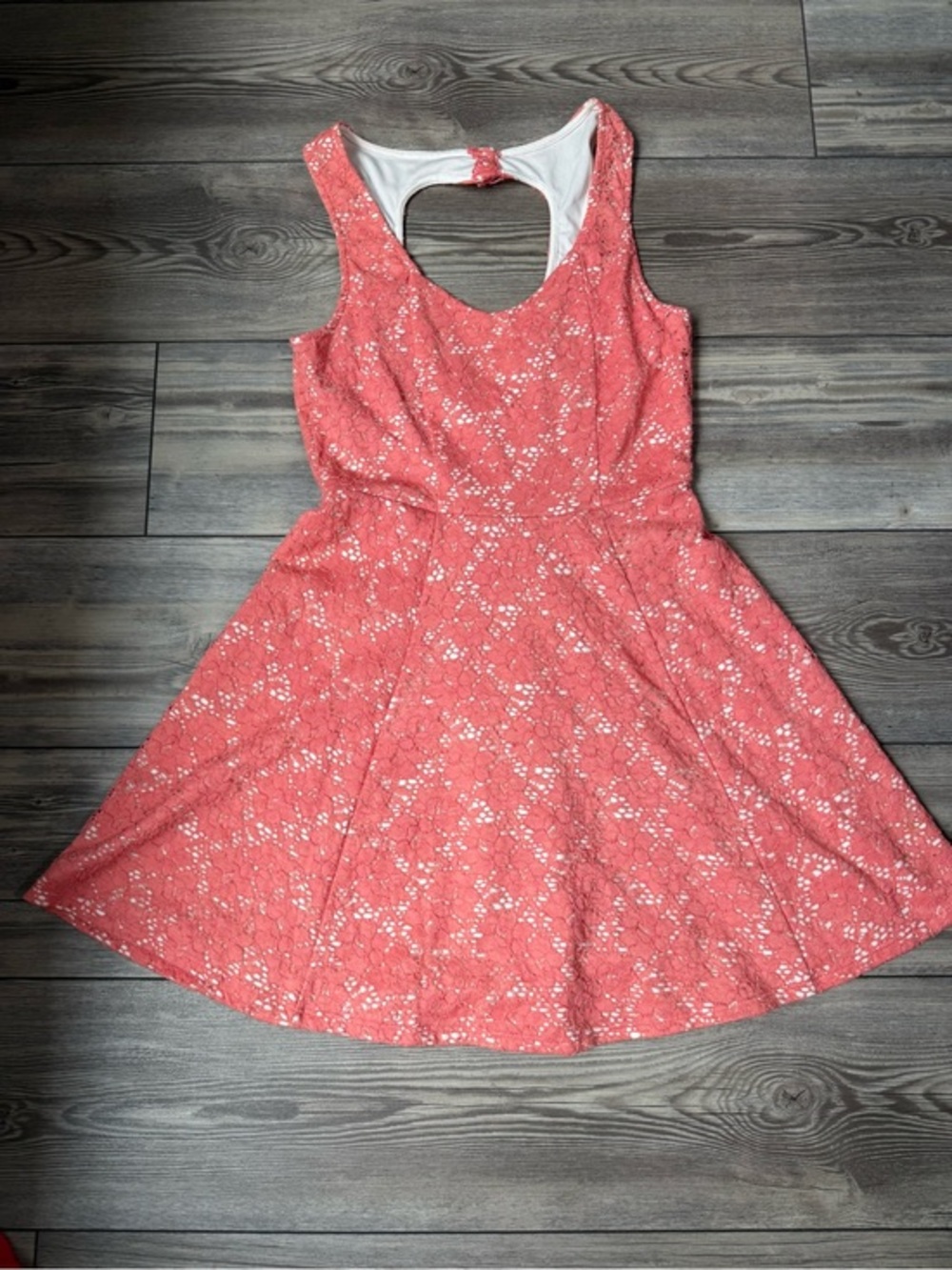 Wet Seal Y2K Juniors Women's Dress Coral Floral Lace size large